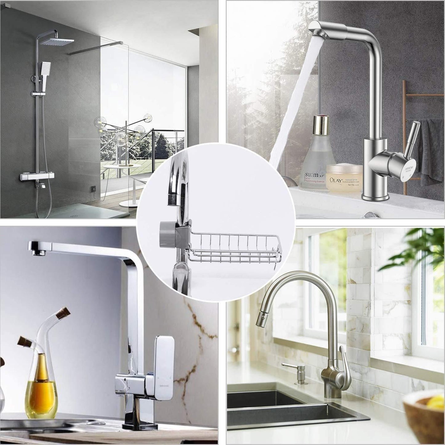 Stainless Steel Faucet Hanging Shelf-Sponge Holders
